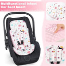 Infant Car Seat Insert with 3 Strap Covers, 3 in 1 Reversible Floral Baby Car Seat Head Support for Newborn, Baby Girl Newborn Essentials for Preemie to Infant, Stroller, Swing, Bouncer (Pink) by TinyTreasures Baby Boutique