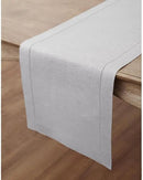 Solino Home Linen Soft Grey Table Runner 120 Inches Long - 100% Pure Linen Hemstitch 14 x 120 Inch Table Runner for Dining, Fall, Autumn, Thanksgiving - Classic Hemstitch by CozyNest Decor