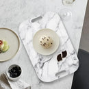 Serving Trays with Handles, 14.5 x 9.8 inch Rectangular Plastic Tray for Restaurant, Kitchen, Gray White Marble by CozyNest Decor