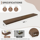48 Inch Floating Shelves, 8 Inch Deep Floating Shelves for Wall, Hanging Shelf with Invisible Brackets, Deep Shelves for Bathroom, Bedroom, Living Room, Walnut, Set of 1 by CozyNest Decor