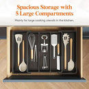 Lifewit Utensil Organizer for Kitchen Drawers, Expandable Cooking Utensil Tray, Adjustable Cutlery Silverware Flatware Holder, Plastic Kitchen Spatula Tools and Gadgets Storage Divider, Large, Black by CozyNest Decor