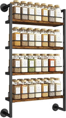 IBUYKE Spice Rack Wall Mount,4 Tier Hanging Seasoning Organizer,Large Spice Rack for Wall for up to 50 Jars,Spice Organization for Kitchen Cabinet,Bathroom,Pantry,Living Room,Brown TLJ016H by CozyNest Decor