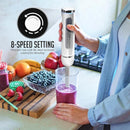 OVENTE Cordless Immersion Hand Blender, Rechargeable Handheld Portable Stick Mixer with 8 Mixing Speed Option, One-Touch Control and Stainless Steel Blades for Smoothies, Shakes or Soups, White HR781W by TinyTreasures Baby Boutique