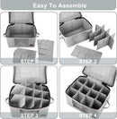 2 Pack Wine Glass Storage Box with Dividers, Stemware Storage Containers for Packing and Moving, China Storage Containers Box for 12 Crystal Glassware, Wine Glasses, Drinkware,Light Gray by CozyNest Decor