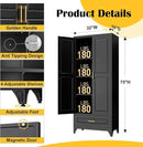 75" Kitchen Pantry Cabinet with Drawer, Metal Storage Cabinets with Doors and 4 Adjustable Shelves,Black Kitchen Cabinet with 2 Gold Handles,Food Cupboard for Livingroom,Pantry by CozyNest Decor