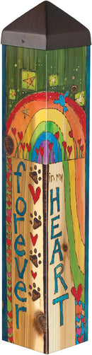 Studio M Art Pole, PVC Weather Resistant Pole with Vinyl Bowl 20 inches Tall Outdoor Decoration for Gardens, Patios, Yards, Landscaping and Birding Accessories, Crossing The Rainbow Bridge by GreenHaven Gardens