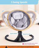 LAREX Baby Swing to Toddler Electric Infant Swing Portable for Newborn Boy Girl, 5 Sway Speeds with Remote Control, 12 Preset Melodies and Bluetooth, 0-6 Months Max 20 Lbs (Light Wood Grain) by TinyTreasures Baby Boutique