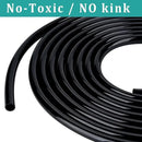 1/4" id - 100ft Black Vinyl Tubing Flexible PVC Tube Hybrid Hose Transfer Water Fuel Gas for Pond Fountain Garden Waterfall, Durable and Safe, with 2 Hose Clamps by GreenHaven Gardens