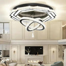 Flashing God Large Chandelier Dia 40" Black Crystal Chandelier Flush Mount Ceiling Light for Bedroom Living Room Dining Room Hallway Dimmable 3 Rings LED Celing Lighting Fixtures by CozyNest Decor