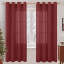 LAMIT Burgundy Red Linen Curtains 72 Inch for Living Room, Bronze Grommet Linen Textured Christmas Curtains Light Filtering Drapes for Bedroom/Dining Room, Set of 2, 52 x 72 Inch by CozyNest Decor