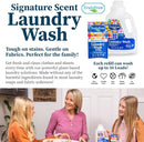 Natural Laundry Detergent for Sensitive Skin | Eco Friendly, Plant Based, Baby Clothes Safe | Clean & Easy Powder to Liquid, 3 Pack Detergent + 1 Refillable Jug | Signature Scent 150 Loads by TinyTreasures Baby Boutique