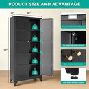 Metal Storage Cabinets with 2 Doors and 5 Shelves,Tall Storage Cabinet,Large Cupboard Closet,Pantry Storage Cabinet for Home,Office,Bathroom,Dining/Living Room (Black, 72" H) by CozyNest Decor
