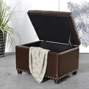 24'' Leather Storage Ottoman Rectangular Foot Rest Stool with Nailhead Trim for Bedroom Living Room(Dark Brown) by CozyNest Decor