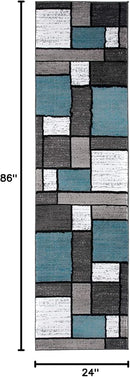 Rugshop Contemporary Modern Boxes for Home Office,Living Room,Bedroom,Kitchen Non Shedding Runner Rug 2' x 7'2" Blue/Gray by TinyTreasures Baby Boutique