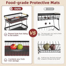 3 Tier Fruit Basket for Kitchen Counter with 2 Mobile Banana Hangers, 2025 Pro Detachable Metal Fruit Bowl with Wooden Handle, Fruit Holder for Bread Snack Veggies with Protective Mats by CozyNest Decor