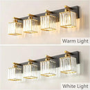Modern Bathroom Vanity Light 4-Lights Black Gold Crystal Bathroom Wall Light Vanity Light Fixtures，28.34-inch Modern Minimalist Design by CozyNest Decor