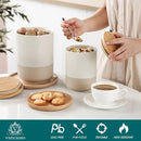 vancasso Sabine Ceramic Canister Set with Airtight Wood Lids - 3-Piece Kitchen Storage for Flour, Sugar, Coffee, Tea & Spices - Modern Countertop Decor by CozyNest Decor