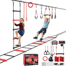 Hapfan Ninja Warrior Obstacle Course for Kids with Rickety Bridge, 50 FT Slackline Kit with Weather-Proof Obstacles, Outdoor Jungle Gym Climbing Toys for Backyard by TinyTreasures Baby Boutique