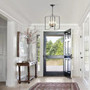 Farmhouse 4 Lights Pendant Light, Industrial Black Lantern Chandelier with E12 Gold Base Metal Cage Rustic Geometric Hanging Light Fixtures for Kitchen Island Foyer Entryway Dining Room by CozyNest Decor
