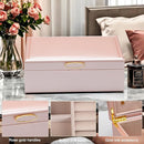 2-layer jewelry box，Jewelry Organizer with Handle，with hanging necklace hooks, detachable jewelry trays, suitable for storing a large amount of jewelry gift box (rose gold) by TinyTreasures Baby Boutique