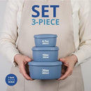 BLUE GINKGO Nesting Silicone Containers - Set of 3 Hard-Shell Silicone Food Storage Containers | BPA Free, Airtight, Dishwasher and Freezer Safe (6.7oz, 10oz, 20oz) - Blue by TinyTreasures Baby Boutique