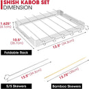 Unicook Upgraded Stainless Steel BBQ Shish Kabob Set, Large Foldable Grill Rack with 6pcs 13.5"L Barbecue Skewer, Keeps Kabobs from Sticking to the Grill Grate, 30pcs Bamboo Skewers as Bonus by GreenHaven Gardens