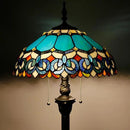 Tiffany Floor Lamp Stained Glass Lamp Standing Reading Light 16x16x70 Inch for Living Room (Blue Jewelry Baroque Style) by CozyNest Decor