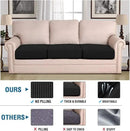 H.VERSAILTEX Super Stretch Individual Seat Cushion Covers Sofa Couch Slipcover Sets Thick Jacquard Textured Twill Fabric (3 Piece Covers, Black) by CozyNest Decor