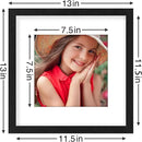 Vittanly 12x12 Picture Frames Set of 9, Shatter Resistant Plexiglass, Display 8x8 Pictures with Mat or 12x12 without Mat, Photo Frames for Wall Mount, Engineered Wood, Black by CozyNest Decor