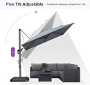 PURPLE LEAF 8 Feet Square Cantilever Umbrella Patio Umbrella with Base Outdoor Umbrella Aluminum Offset with 360-degree Rotation for Garden Deck Pool Patio Light Grey by GreenHaven Gardens