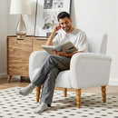 Chenille Fabric Accent Chairs Set of 2, Upholstered Armchair with Solid Wood Legs, Modern Living Room Accent Chair, Comfy Single Sofa Reading Club Chair for Bedroom Reception Lounge, White by CozyNest Decor