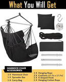 ADVOKAIR Hammock Chair Swing (500 lbs Max-2 Cushions) - Hanging Hammock Chair Rope Swing Indoor for Bedroom, Outdoor, Patio, Bedroom, Porch, Deck - Sturdy Steel Bar with Anti-Slip Safety Rings by GreenHaven Gardens