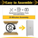 Kitchen Pantry Cabinet,75”White Metal Storage Cabinets with Doors and 4 Adjustable Shelves,Kitchen Cabinet with 2 Gold Handles,Tall Cabinet for Livingroom,Pantry, Bathroom by CozyNest Decor