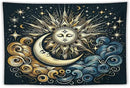 HZOHNAGO Sun Moon Tapestry Boho Golden Stars Pattern Printed Wall Tapestry Wall Hanging for Bedroom Living Room Dorm 90" W x 60" H by CozyNest Decor