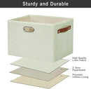 Large 3-Pack Foldable Fabric Storage Bins with Durable PU & Metal Handles, Collapsible Storage Baskets for Shelves, Home Storage, Closet Organizers, Living Room(14.9"x9.8"x9.8", Sage Green) by CozyNest Decor