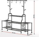 GIOTORENT 3-Tier Tall Metal Plant Stand Indoor Outdoor - Heavy Duty Plant Shelf for Garden, Patio, Balcony with 5 Hanging Hooks, Holds 16-25 Plants, Black by GreenHaven Gardens