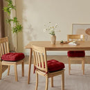 Chair Cushions for Dining Chairs, Dining Chair Cushions, Tufted Indoor Chair Pads with Ties & Non Slip Backing, Seat Cushions for Kitchen Chairs 16.5” x 16.5” x 3.5”, Set of 4, Red by GreenHaven Gardens