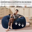 Bean Bag Chair 4Ft, Memory Foam Filled, Large Beanbag Chairs for Adults and Teens, Soft Sofa with Removable Flannel Cover, Round Couch for Living Room Bedroom College Dorm (Blue, 4FT-47×47"×24") by CozyNest Decor