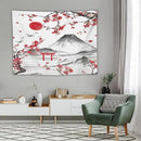 Red Cherry Blossoms Tapestry, Japanese Fuji Mountain Tapestry, Asian Japanese Wall Tapestry, Nature Landscape Tapestries for Bedroom Living Room Decor 80"x60" by CozyNest Decor