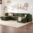 mopio Oversized Modular Sectional Sofa with Fully Removable Covers and Storage, Convertible U, L-Shaped and Sleeper Sectional, Modern Couches with Ottoman Chaise (Olive Green Velvet, 6 Seats, U) by CozyNest Decor