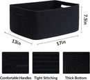Large Storage Baskets for Organizing, Closet Shelf Baskets for Clothes Blanket Towels, Baby Nursery, Toy Bins Box, Woven Rope Baskets, 17 x 13 x 7.5”, 4 Packs Black by CozyNest Decor