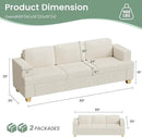 2 Pieces Corduroy Couch Set for Living Room, 5 Seats Cloud Sofa, Deep Seat Floor Couch for Bedroom, Futon Modern Sofa Bed, White Corduroy by CozyNest Decor