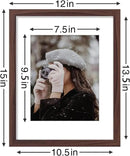 Vittanly 11x14 Picture Frames Set of 9, Shatter Resistant Plexiglass, Display 8x10 Pictures with Mat or 11x14 without Mat, Photo Frames for Wall or Tabletop, Engineered Wood, Walnut by CozyNest Decor