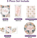 Personalized Nursery Crib Bedding Set: Custom Name 5 Piece Baby Crib Sets with Bohemian Flowers - Toddler Double Layer Blanket Set, Comfortable Crib Bed Sheets for Baby Gril by TinyTreasures Baby Boutique
