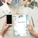 Daily Planner Undated - B5 To Do List Notebook Hourly Schedules, Spiral Appointment Planner for Women and Men, PVC Hardcover, Inner Pocket, Elastic Closure, 7" x 10", Teal Flowers by TinyTreasures Baby Boutique
