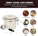 ShanSon Coffee Canister Airtight Coffee Container Stainless Steel Coffee Bean Storage Container with Scoop Coffee Canister for Beans Grounds Sugar Flour Tea Cereal,11OZ, Beige by CozyNest Decor