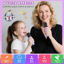 Mgaolo Upgraded Mini Karaoke Machine Toy for Kids, Portable Bluetooth Speaker with 2 Wireless Mics, Emoji & Colorful LED Lights, Home Travel & Party Play Gifts for Boys Girls (Purple) by TinyTreasures Baby Boutique