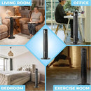 Comfort Zone 32-Inch Bladeless Tower Fan with 3 Speeds, 90° Oscillation, Portable Indoor Stand Fan with Built-In Carry Handle – Quiet Cooling for Bedroom, Black by CozyNest Decor