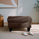 Ottoman Rectangular Storage Ottoman Bench, Flannel Footrest Stool Footstool with Lid for Living Room, Bedroom, Entryway, Chocolate, 28.5"x19"x17.5" by CozyNest Decor
