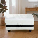 Ottoman Rectangular Storage Ottoman Bench, Faux Leather Footrest, Coffee Table, Stool Footstool with Hinged Lid for Living Room, Bedroom, Entryway, White with Black Strip, 35"x23.5"x17.5" by CozyNest Decor